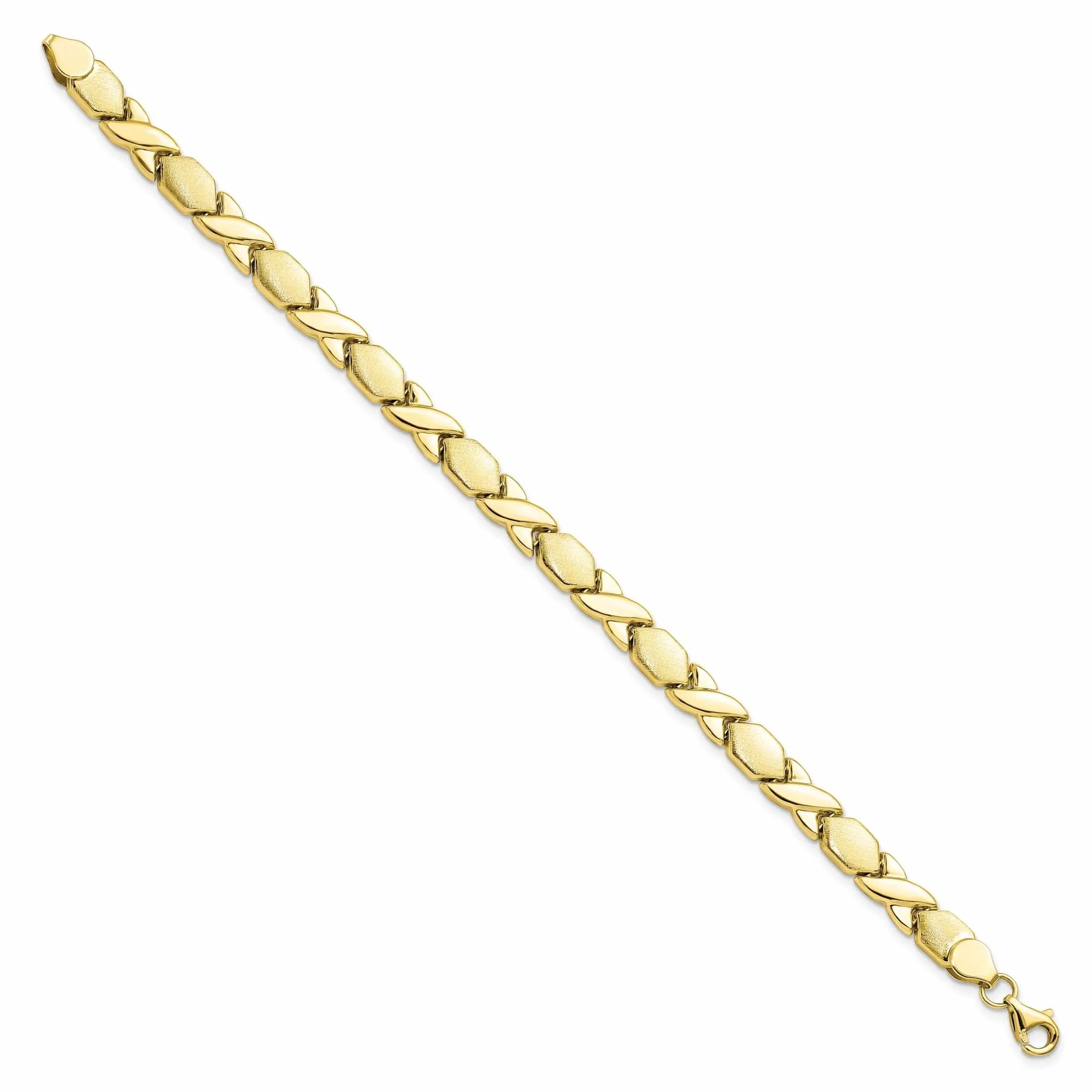 10k Yellow Gold X and O Fancy Bracelet