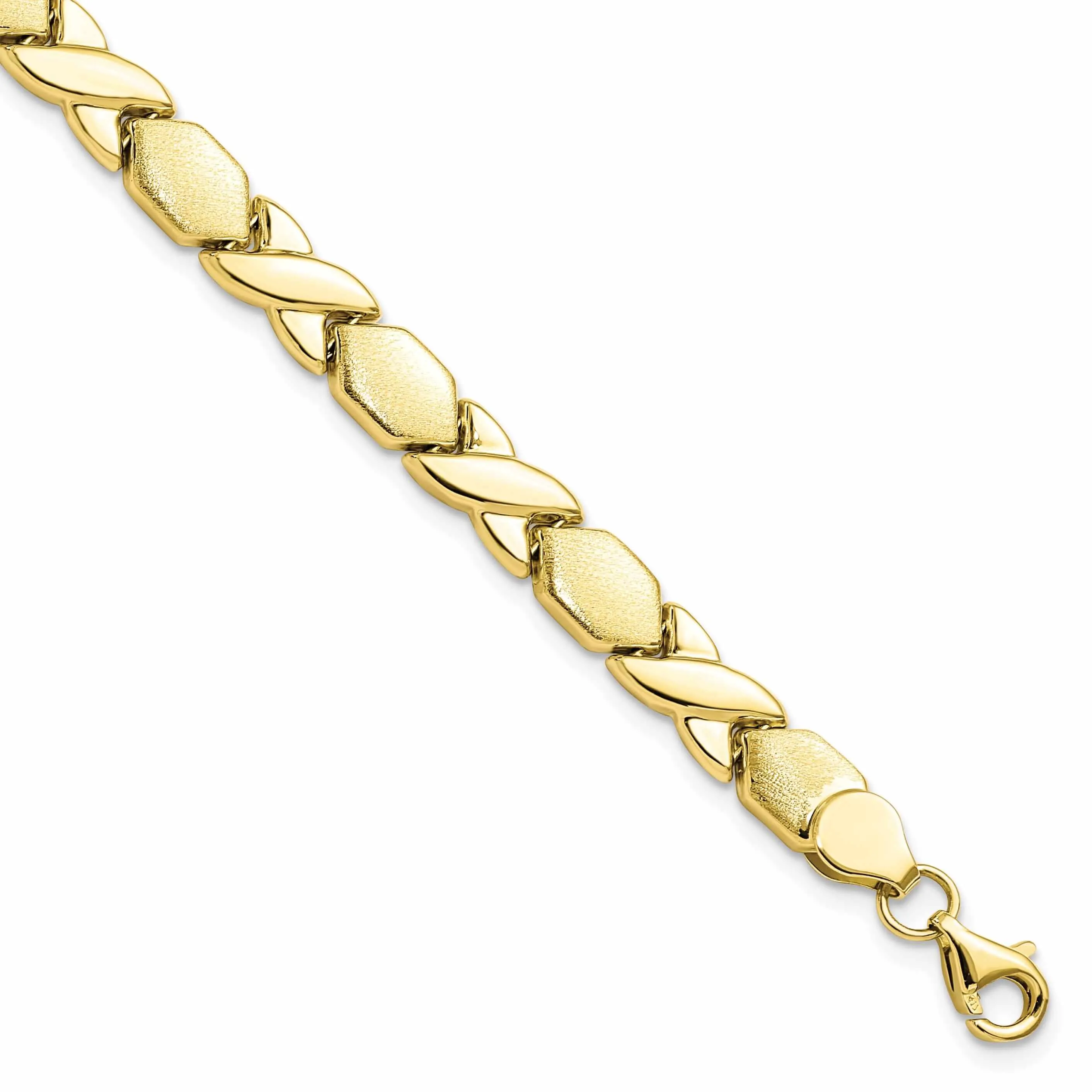 10k Yellow Gold X and O Fancy Bracelet