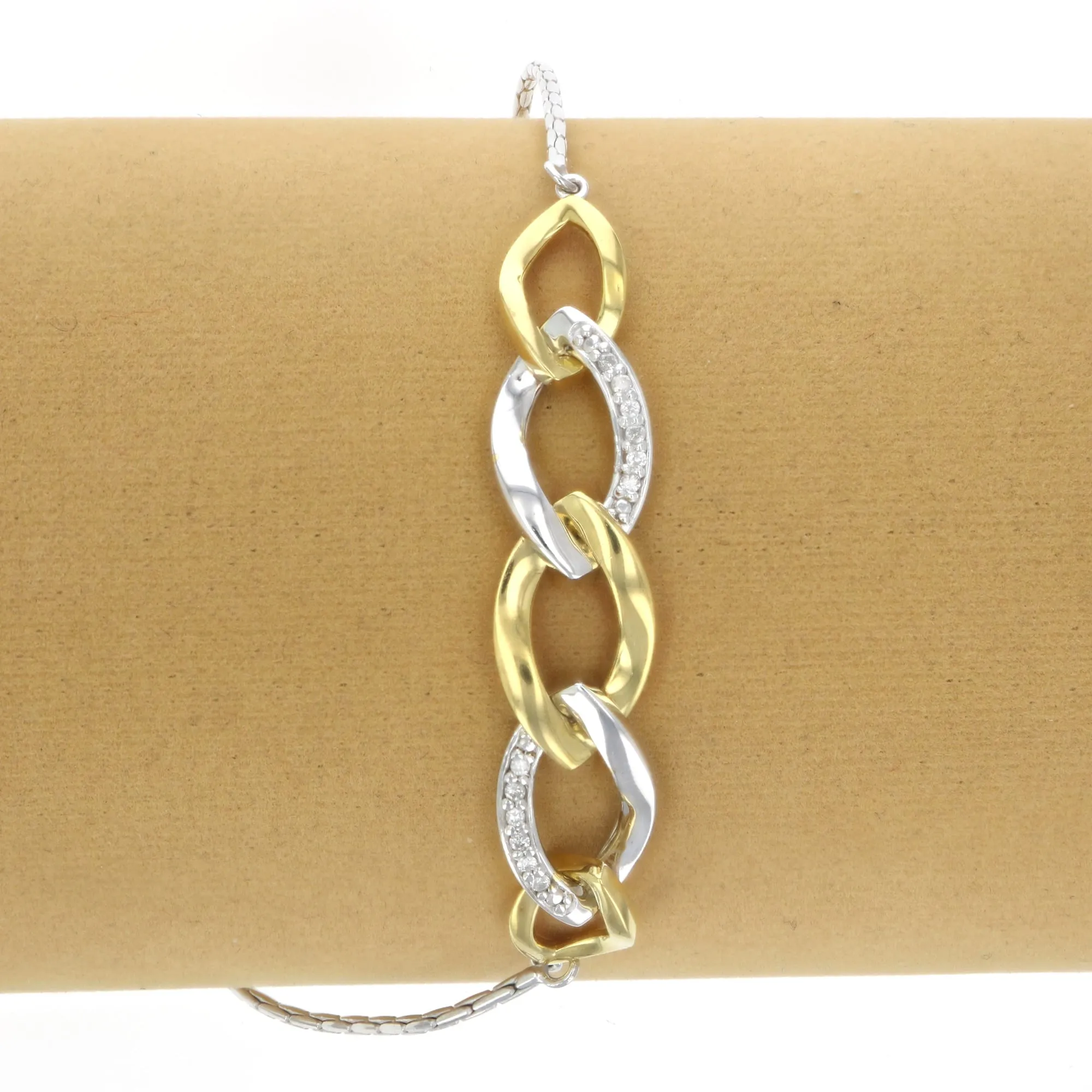 1/10 cttw Diamond Bolo Bracelet Yellow Gold Plated over Sterling Silver Links