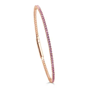 14K Gold & Pink Sapphire Flexible Eternity Bangle - 1.93ct