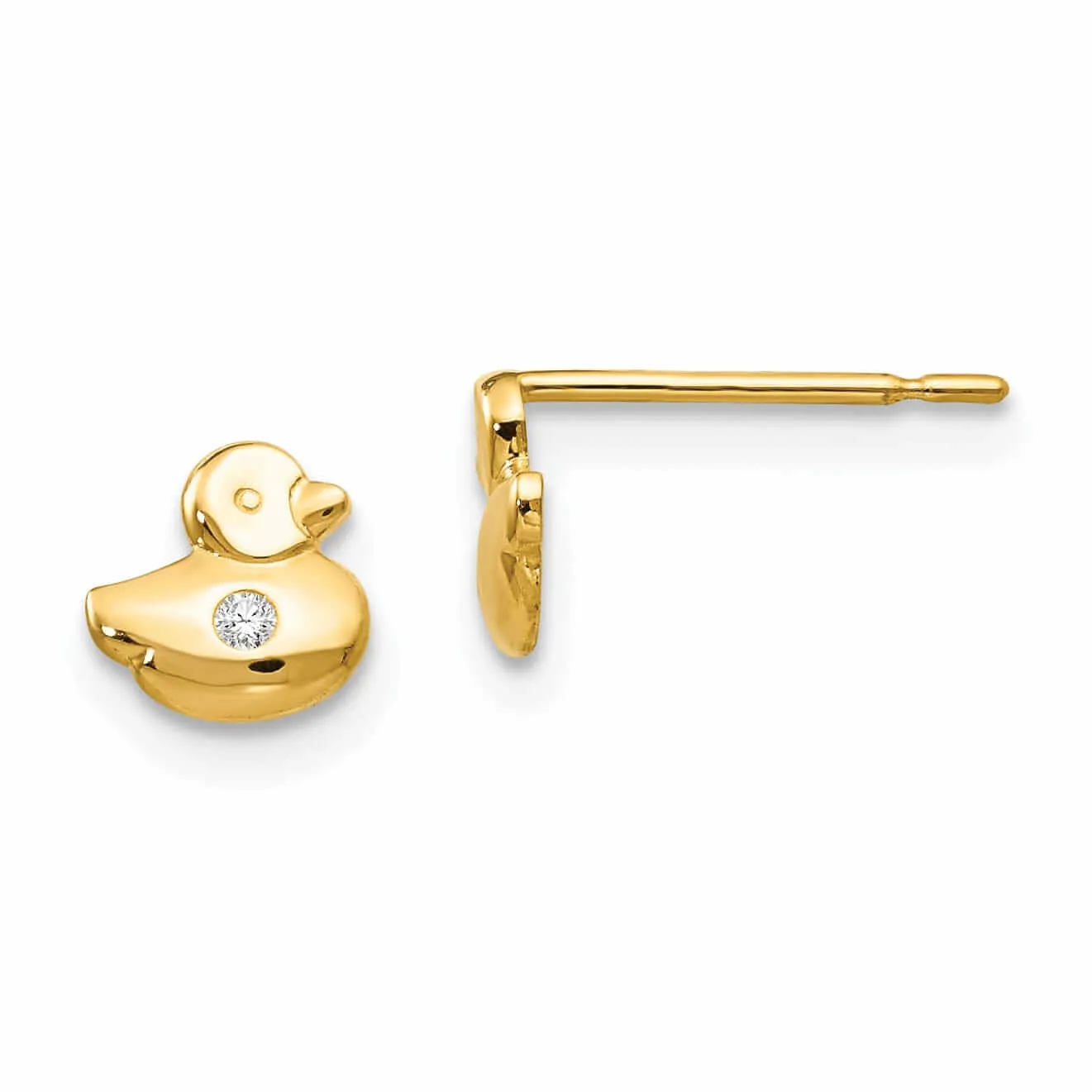 14k Madi K CZ Childrens Duck Post Earrings