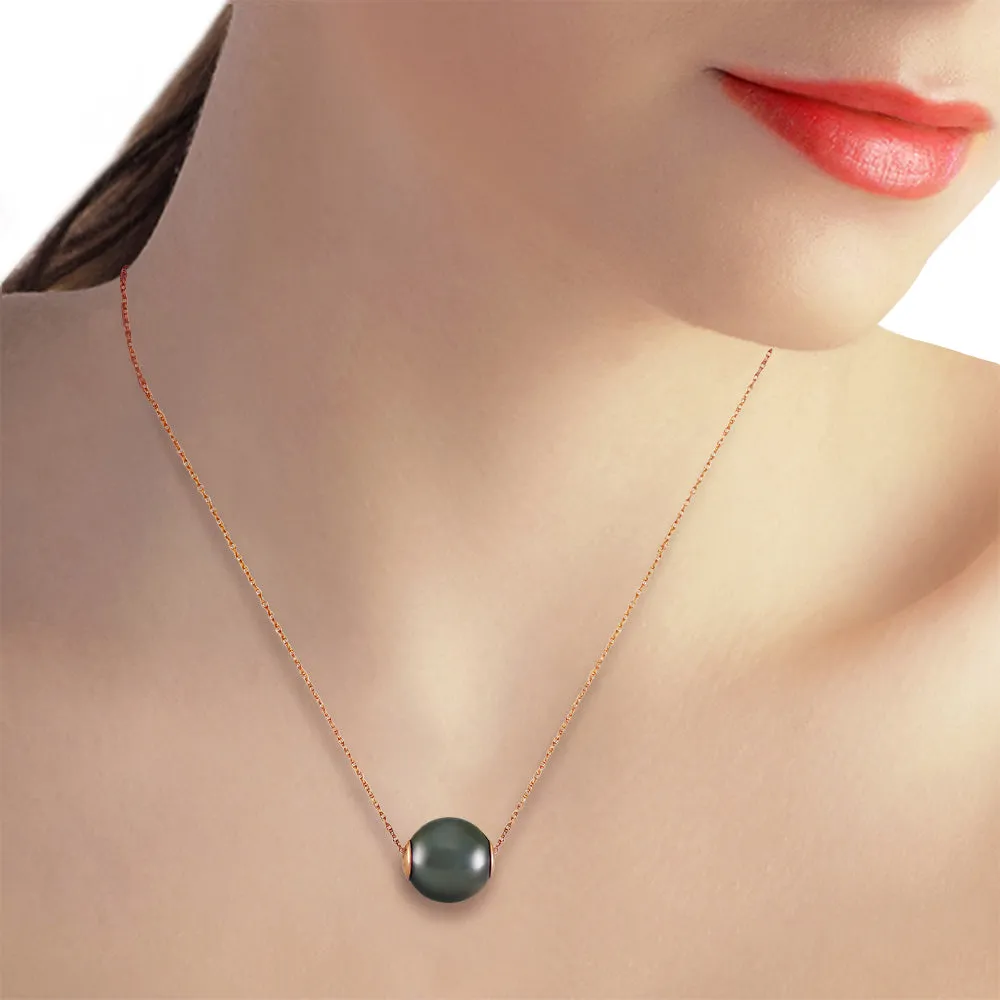 14K Solid Rose Gold Necklace w/ 16.0 mm Black Shell Pearl