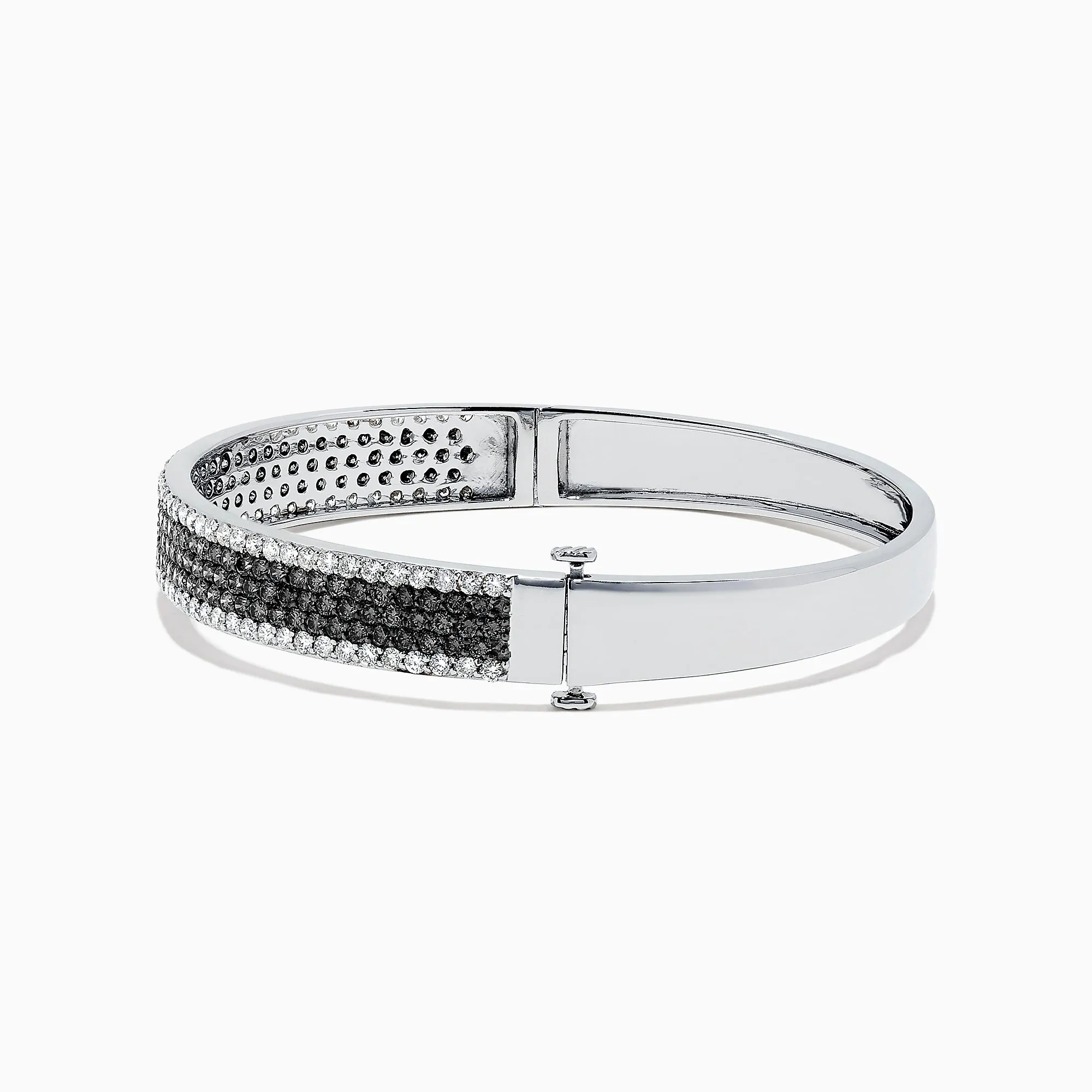 14K White Gold Black and White Diamond Bangle, 4.47 TCW