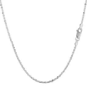 14k White Gold Sparkle Chain Bracelet, 1.5mm, 10"