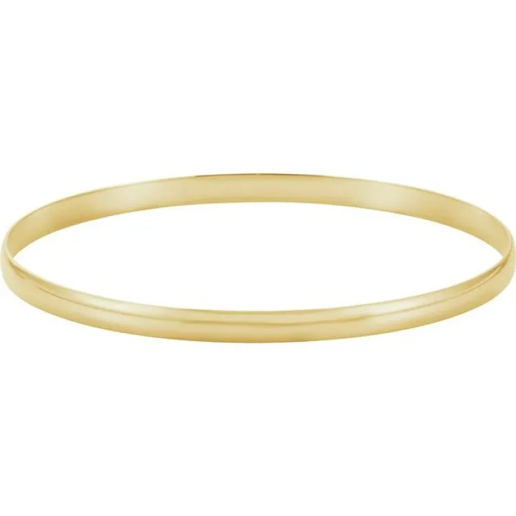 14K Yellow 8 mm Half Round Bangle 7 3/4" Bracelet