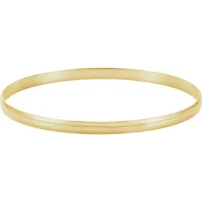 14K Yellow 8 mm Half Round Bangle 7 3/4" Bracelet