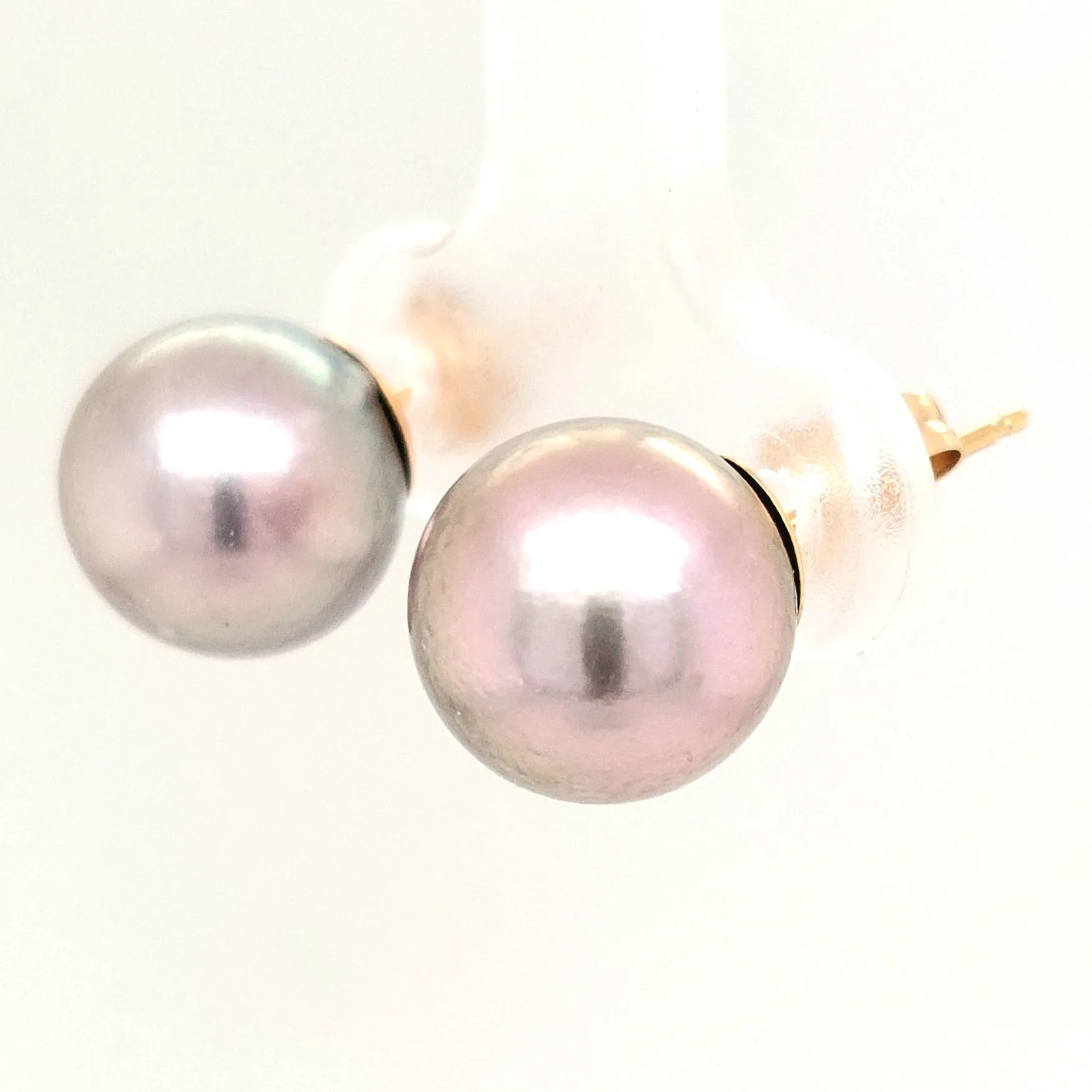 14KY Black Pearl Earring Pair