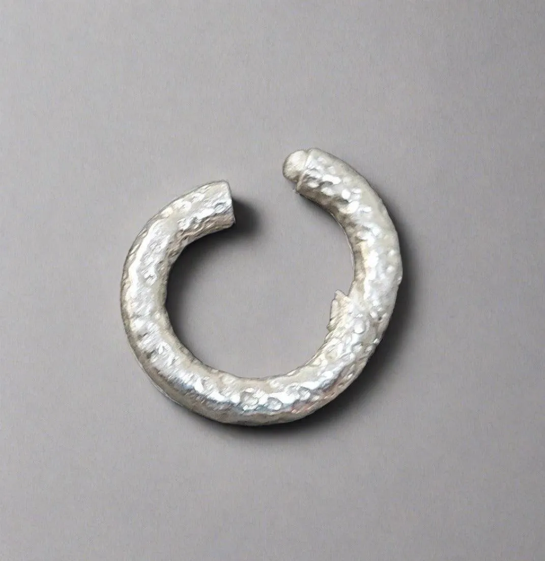 15.5 mm 925 Sterling Silver Hammered Round Clasp