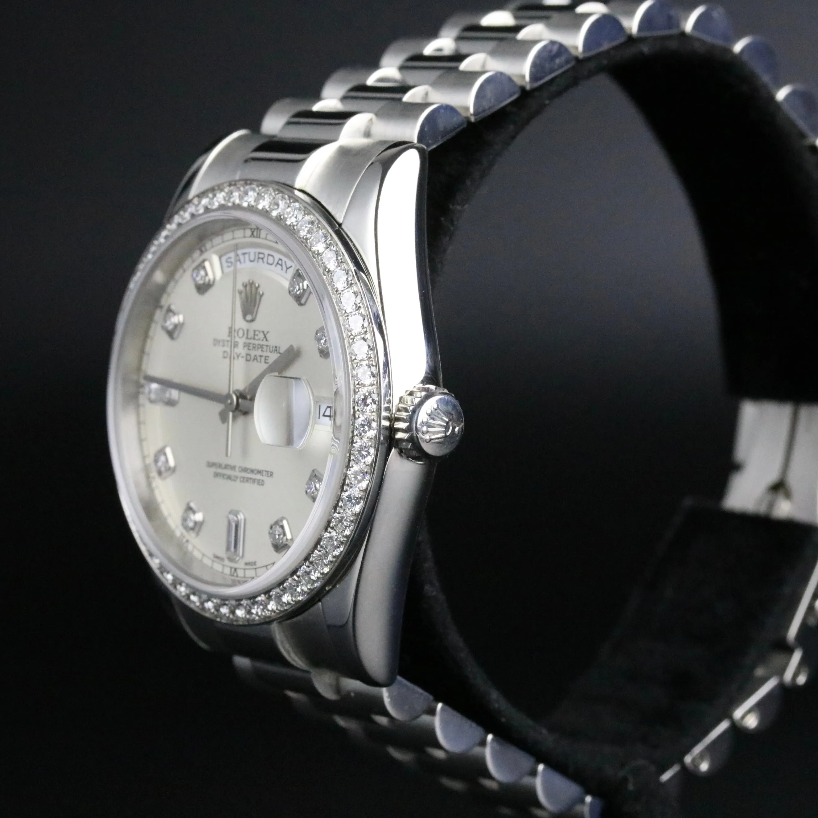 2001 Daydate 36mm 18K Platinum Factory Diamond Dial & Bezel with Box & Papers