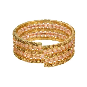 2028 Jewelry Crystal Rich Cut and Rhinestone Coil Bracelet