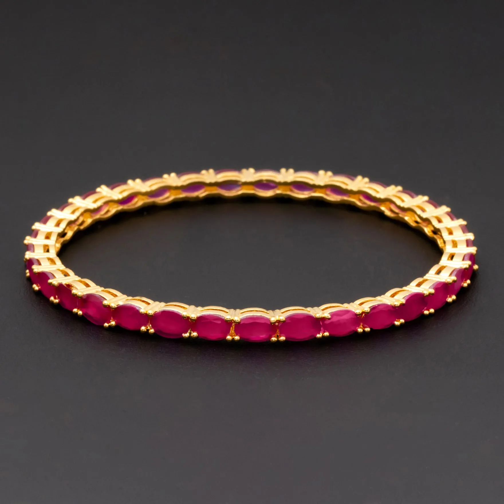 24ct Heavy Gold Plated Stone Bangle  PSB28R-032