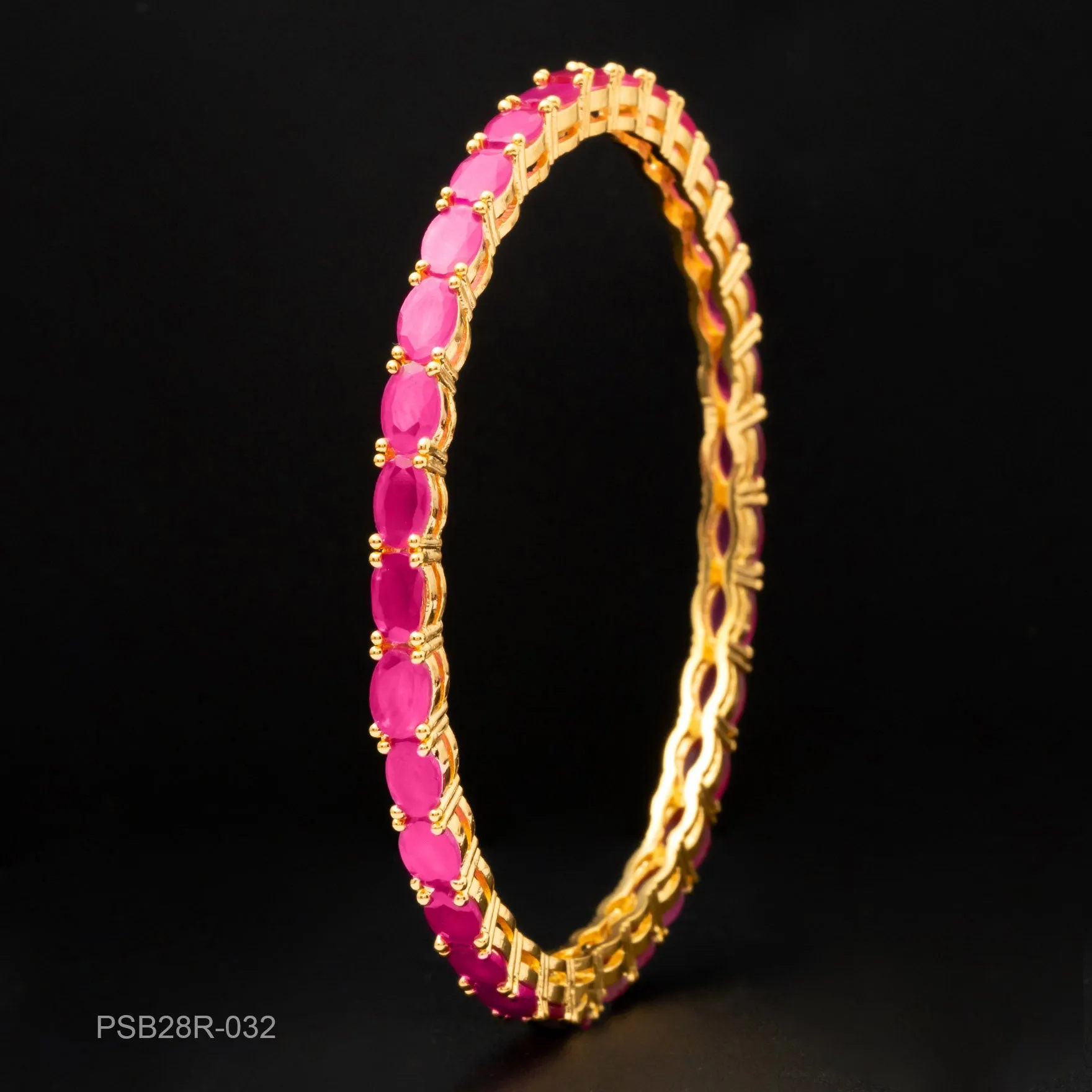 24ct Heavy Gold Plated Stone Bangle  PSB28R-032