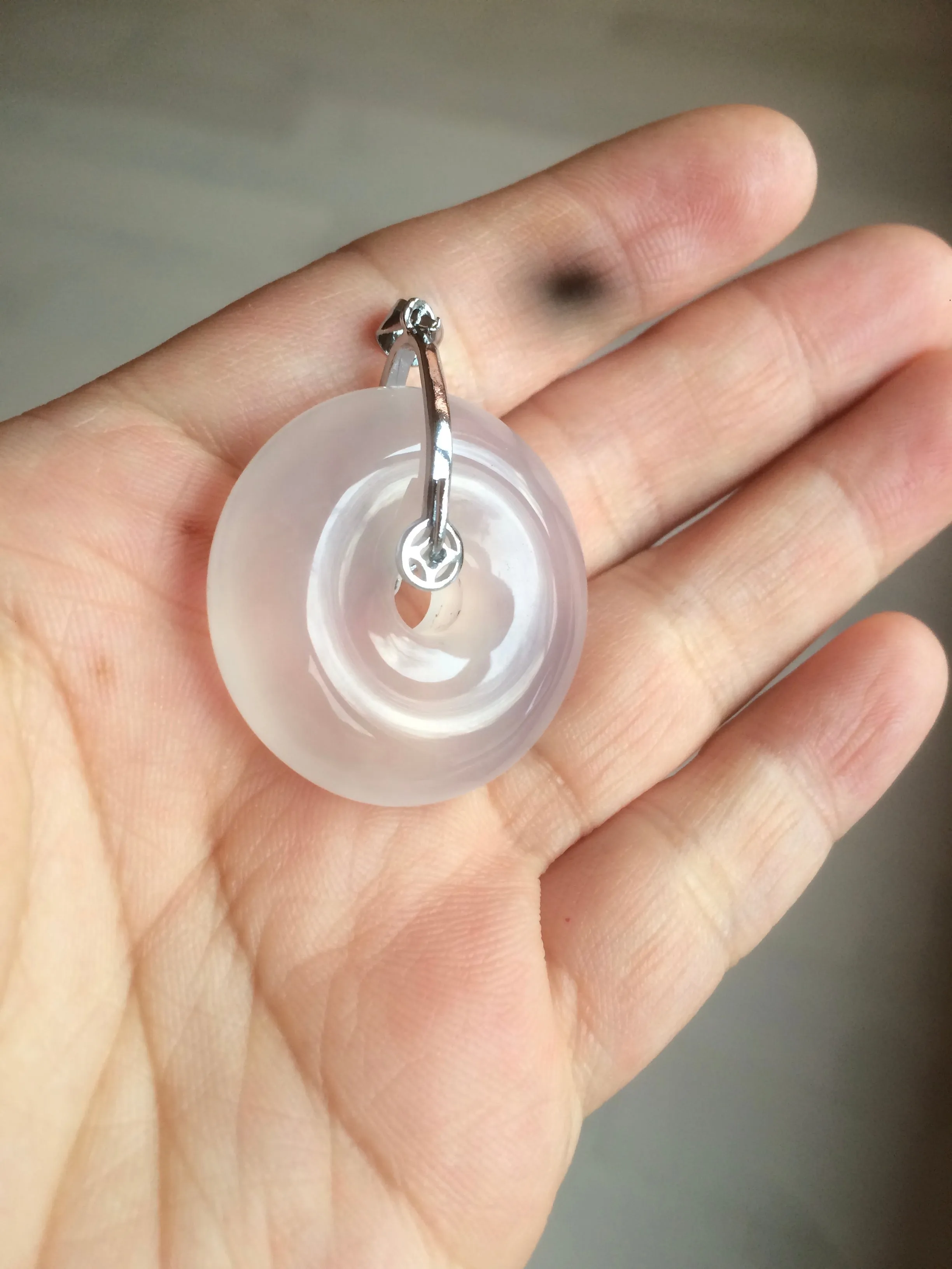 29/31mm 100% natural icy clear light yellow/white/purple agate safety guardian donut pendant CB23 Add on item