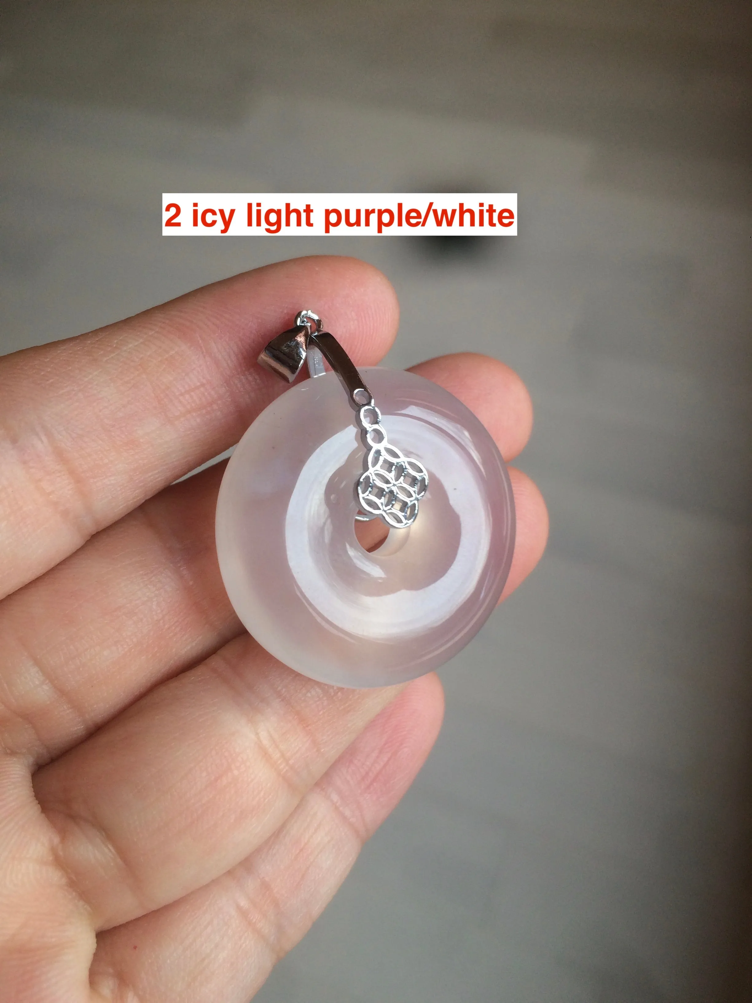 29/31mm 100% natural icy clear light yellow/white/purple agate safety guardian donut pendant CB23 Add on item