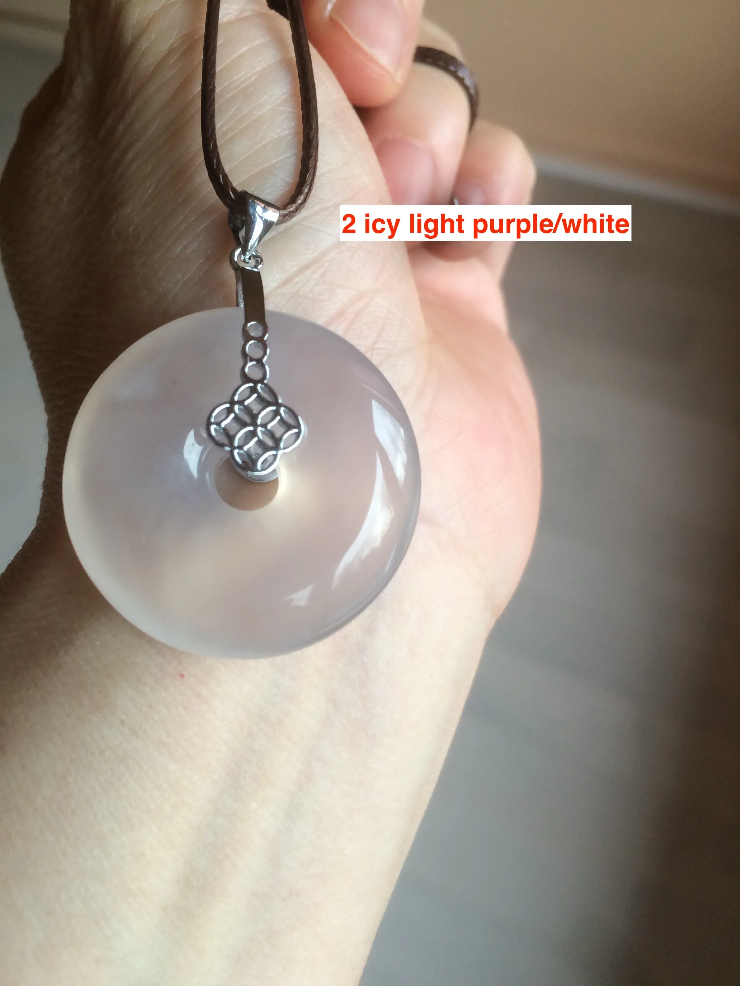 29/31mm 100% natural icy clear light yellow/white/purple agate safety guardian donut pendant CB23 Add on item