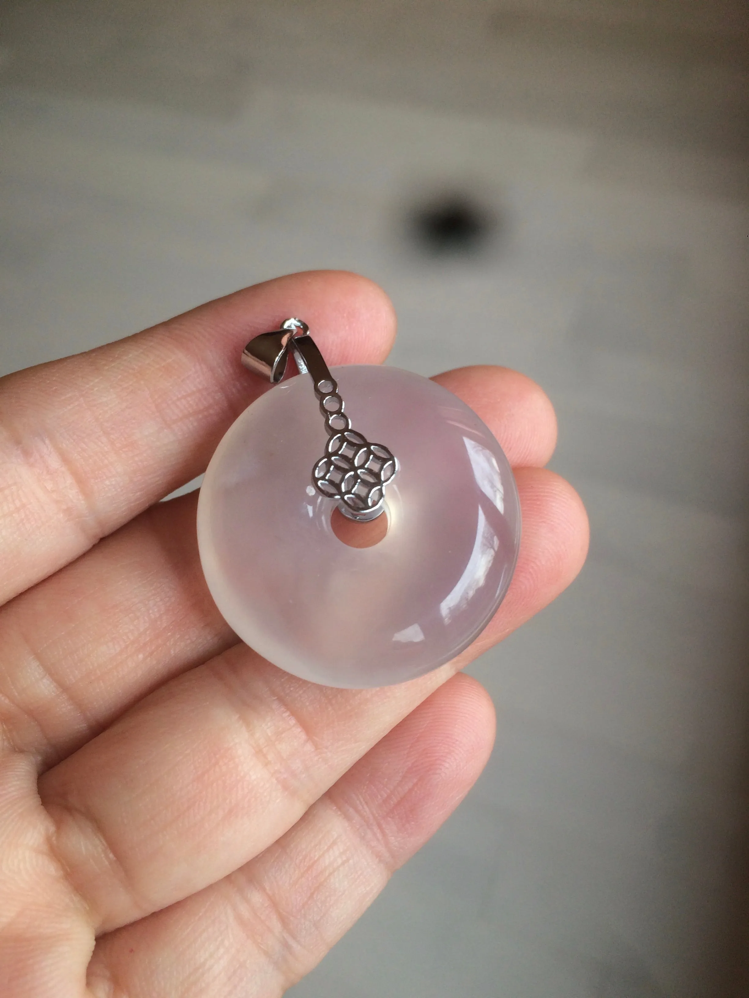 29/31mm 100% natural icy clear light yellow/white/purple agate safety guardian donut pendant CB23 Add on item