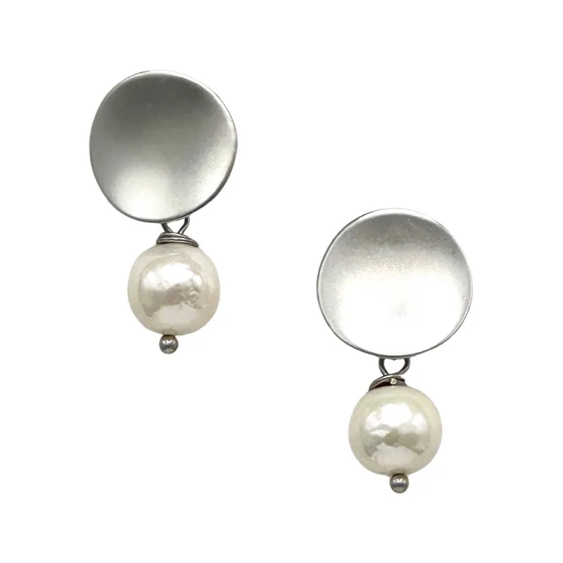 305-01-S | BUTTON DROP EARRINGS ON SILVER