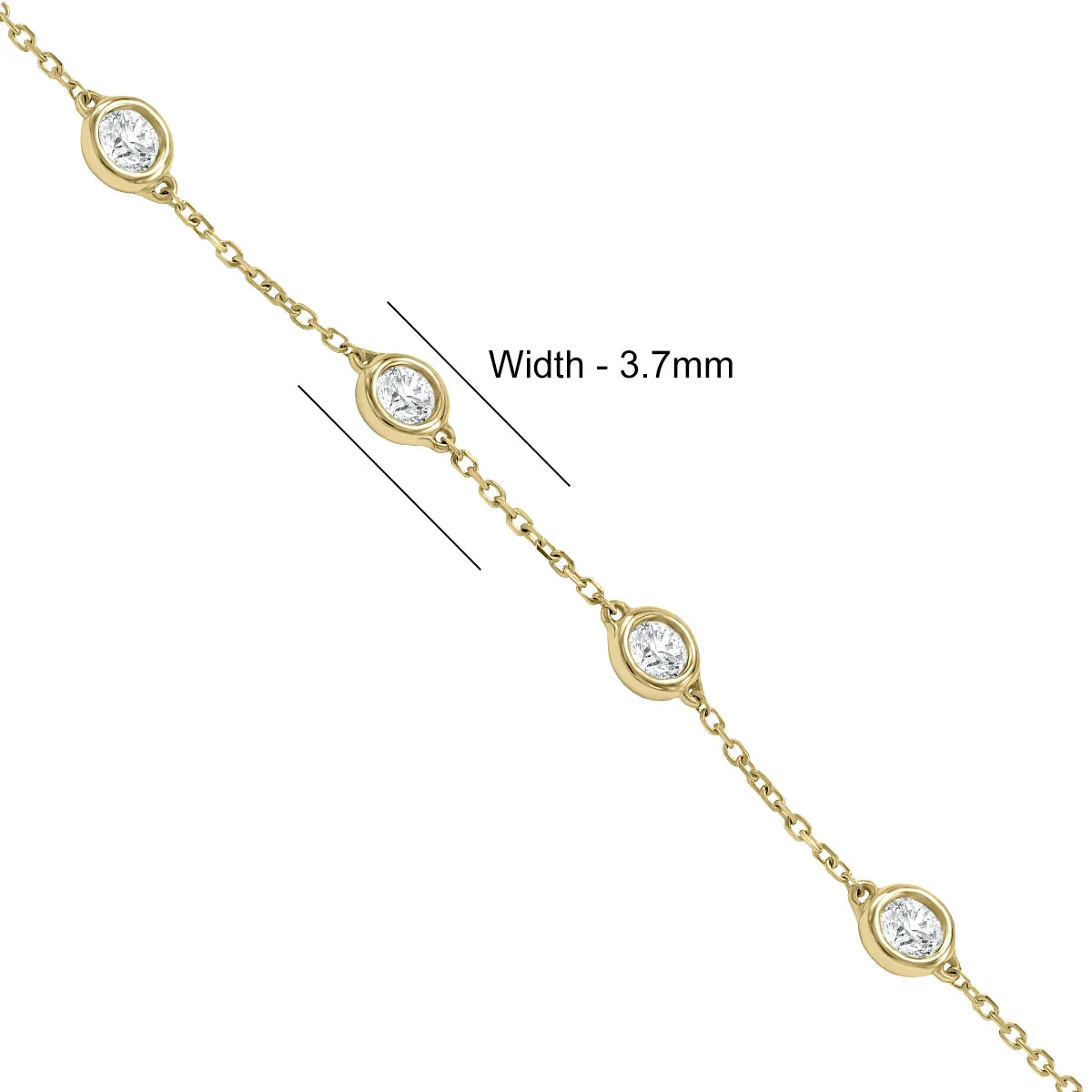 3/4 Carat Tw Bezel Set Genuine Diamond Station Bracelet In 14K Yellow Gold