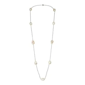 404-25 | BLUE CRYSTAL & WILD PEARL NECKLACE