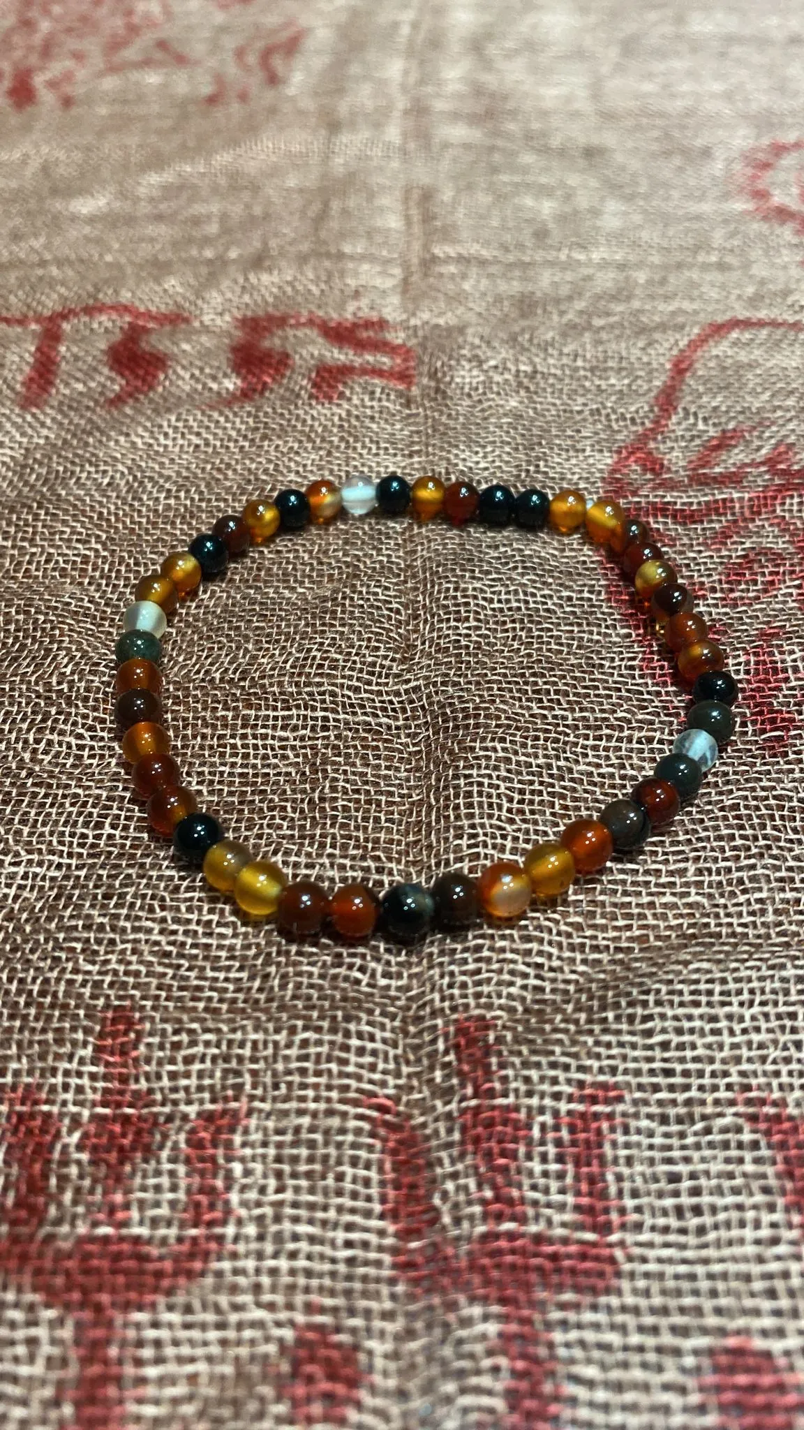 4MM Fire Agate Bead Stretchy Cord Bracelet