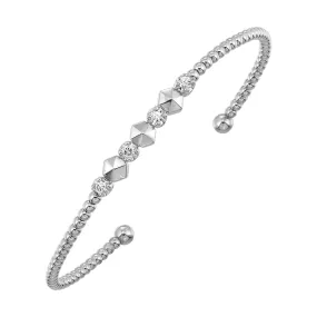 89 Facet 14Kt White Gold Diamond 1/5Ctw Bangle