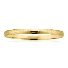 9ct Yellow Gold 65x5mm Solid Engraved Bangle