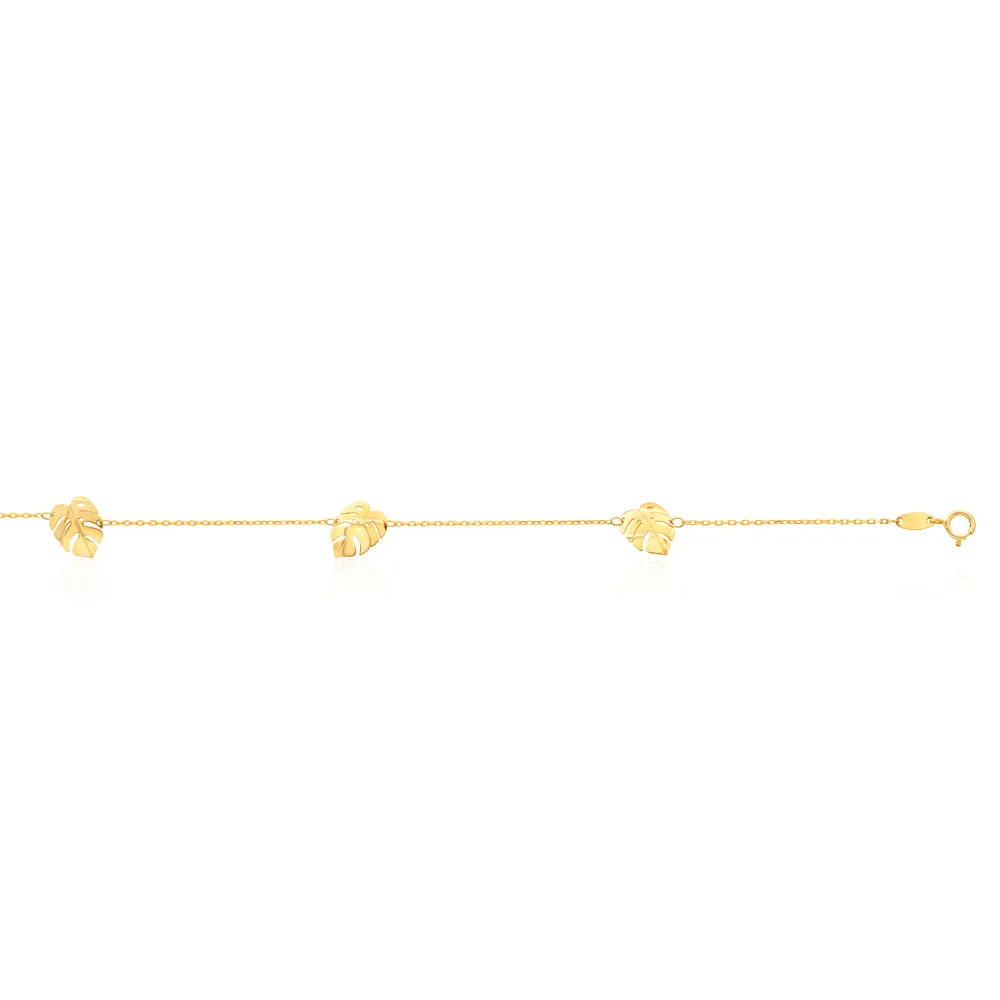 9ct Yellow Gold Leaf 19cm Bracelet