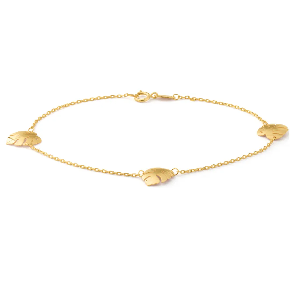 9ct Yellow Gold Leaf 19cm Bracelet