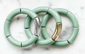 Acrylic Bamboo Bangle Bracelet "Sage"