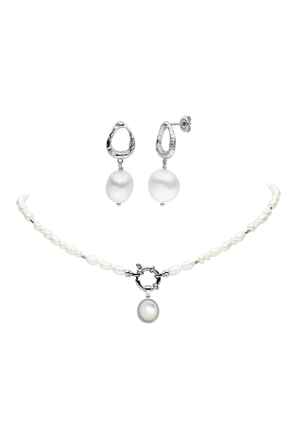 Amalfi Pearl Set Silver