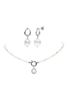 Amalfi Pearl Set Silver