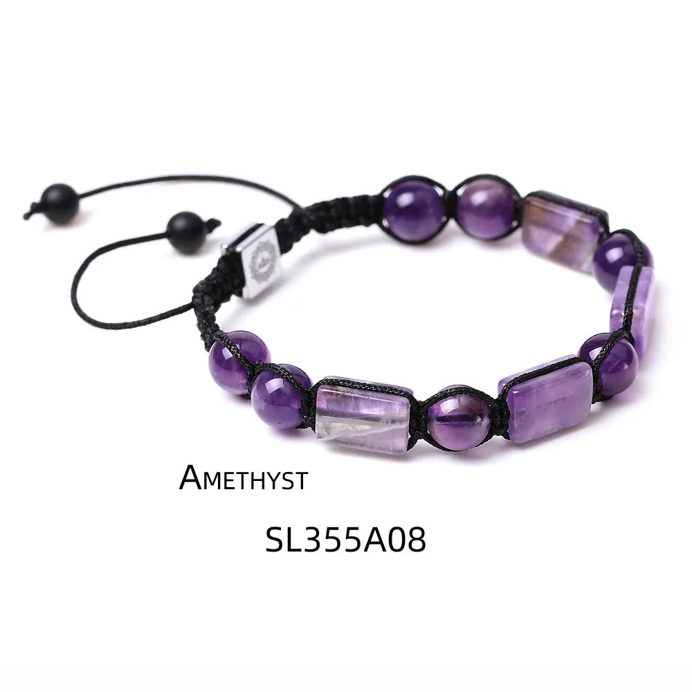 Amethyst Agate Lapis Lazuli Power Stone Seven Chakra Braided Bracelet