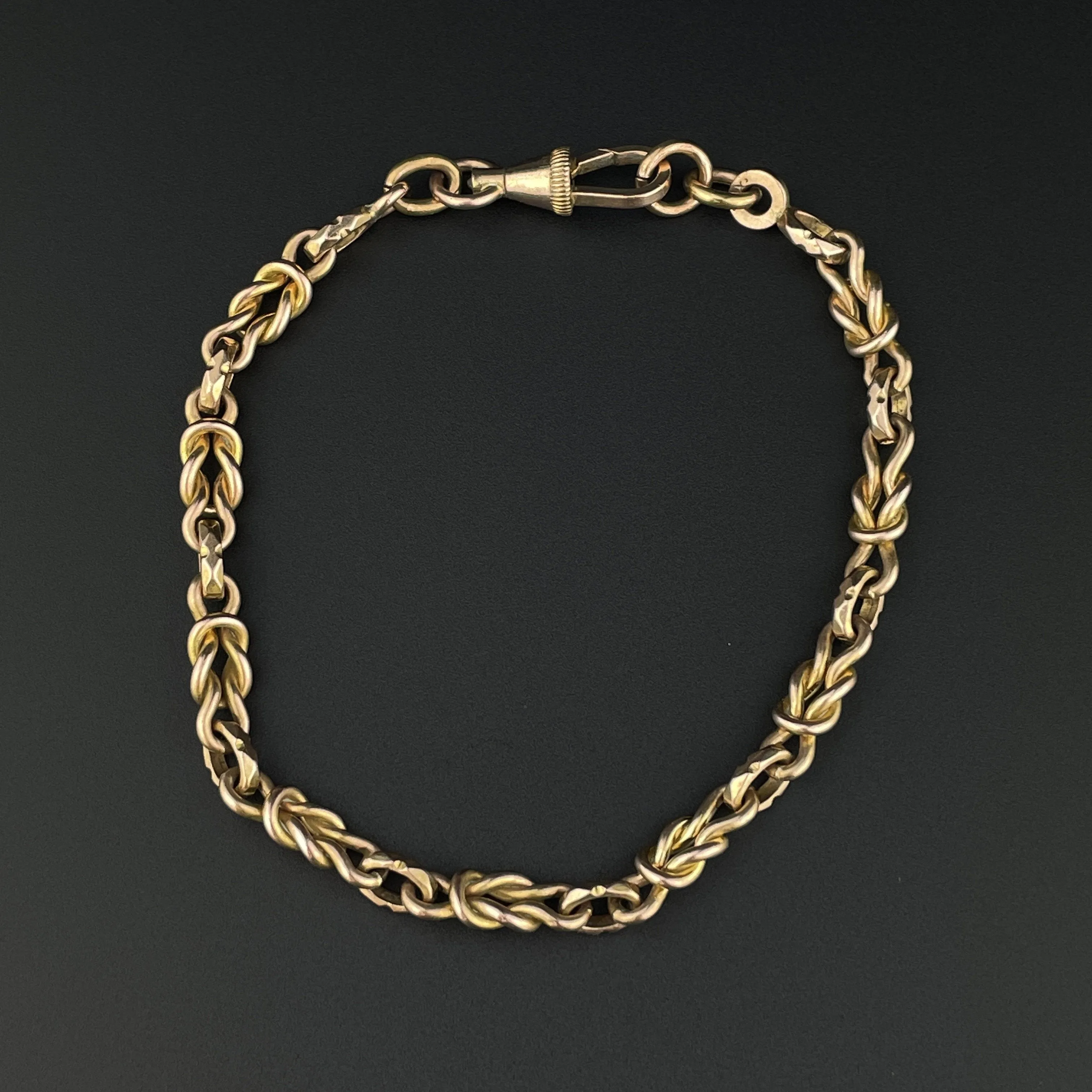 Antique Edwardian Lovers Knot Fancy Link Chain Bracelet