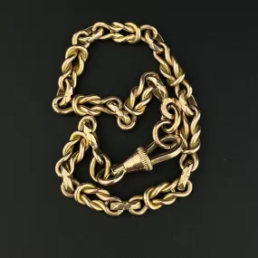 Antique Edwardian Lovers Knot Fancy Link Chain Bracelet