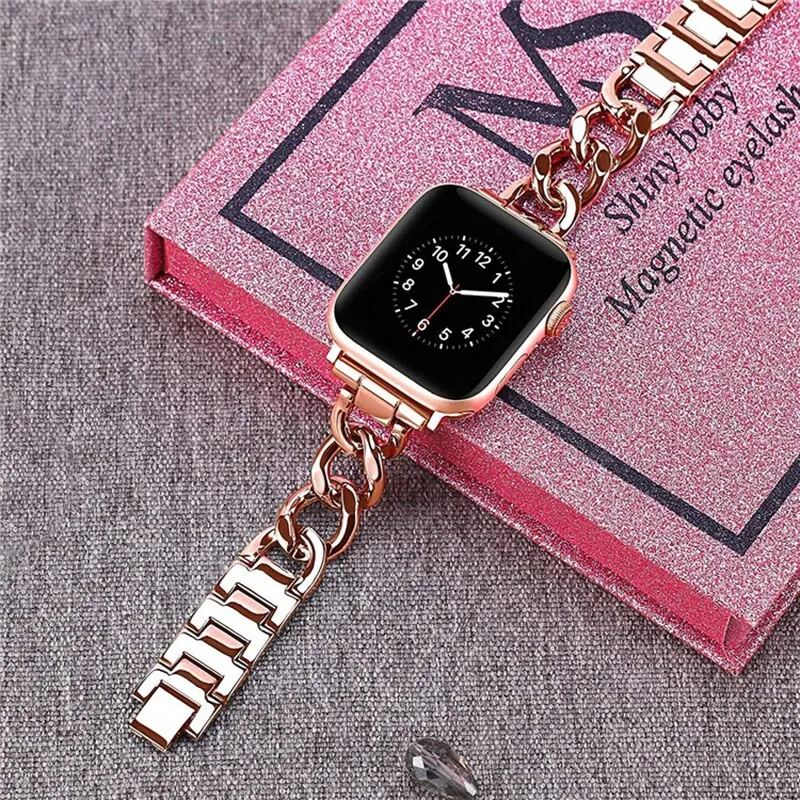 Apple Watch 41mm / 40mm / 38mm | Cool Chain Metal Bands |Rose Gold