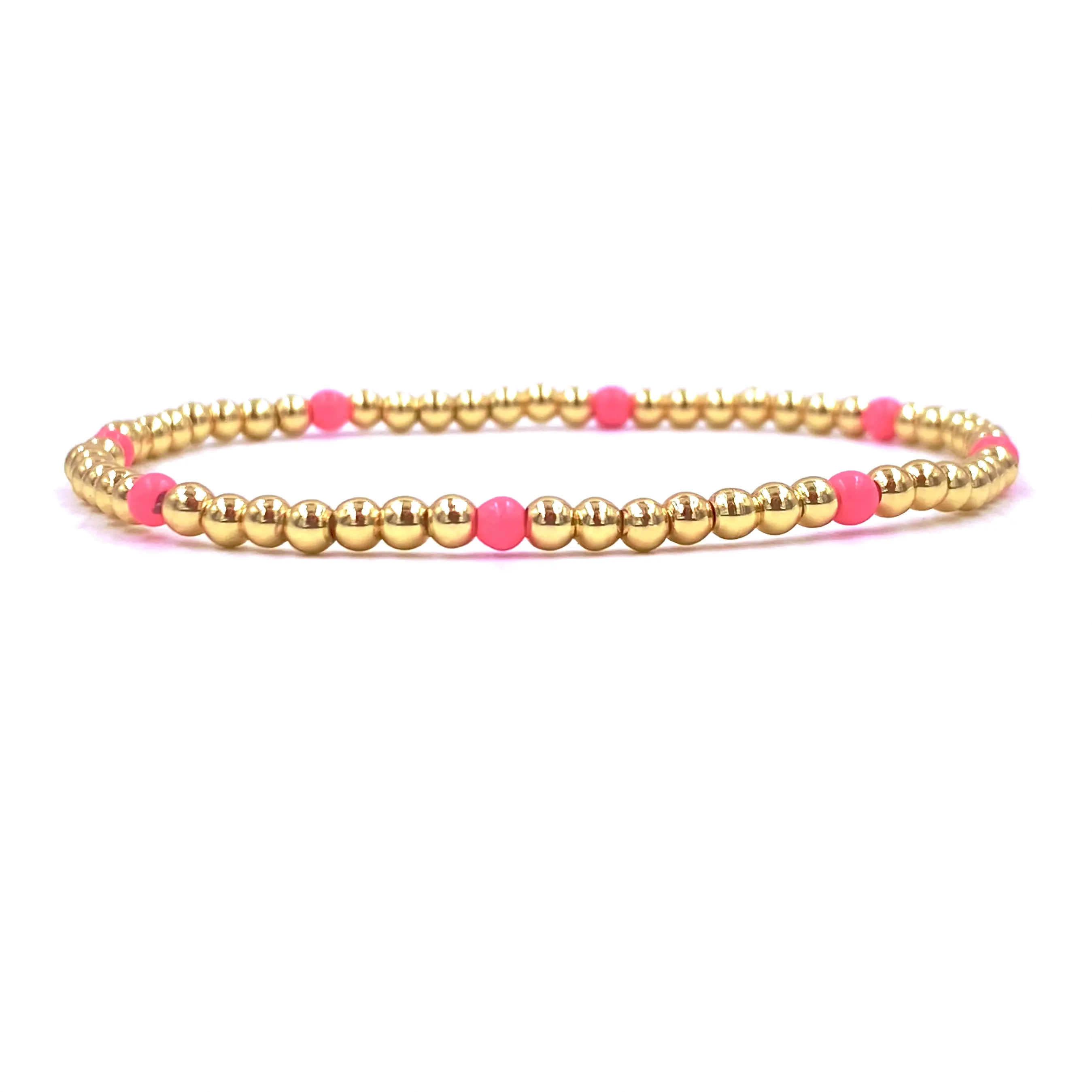 Ashley Gold Stainless Steel Gold Plated 8 Enamel Ball Beaded Stretch Bracelet