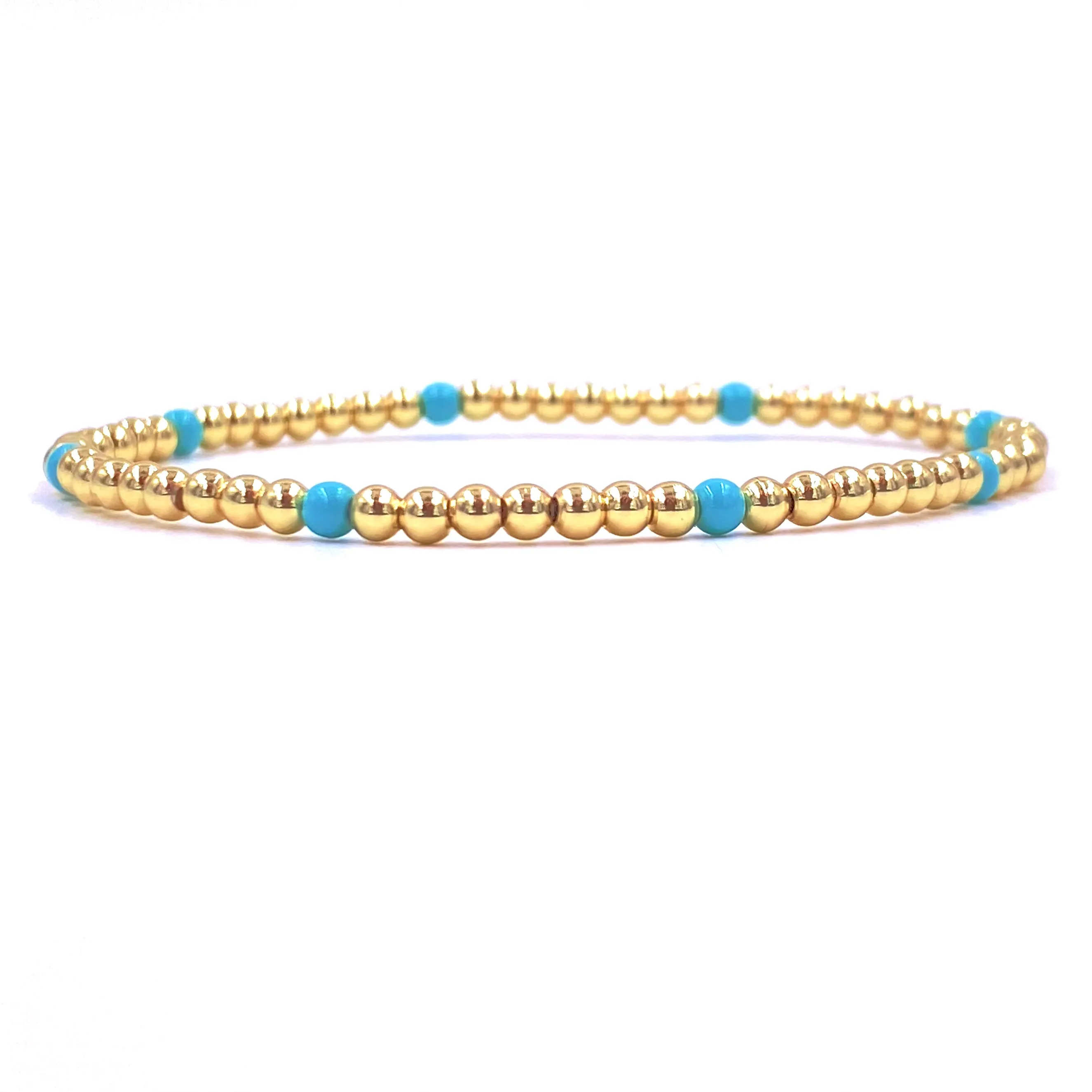 Ashley Gold Stainless Steel Gold Plated 8 Enamel Ball Beaded Stretch Bracelet