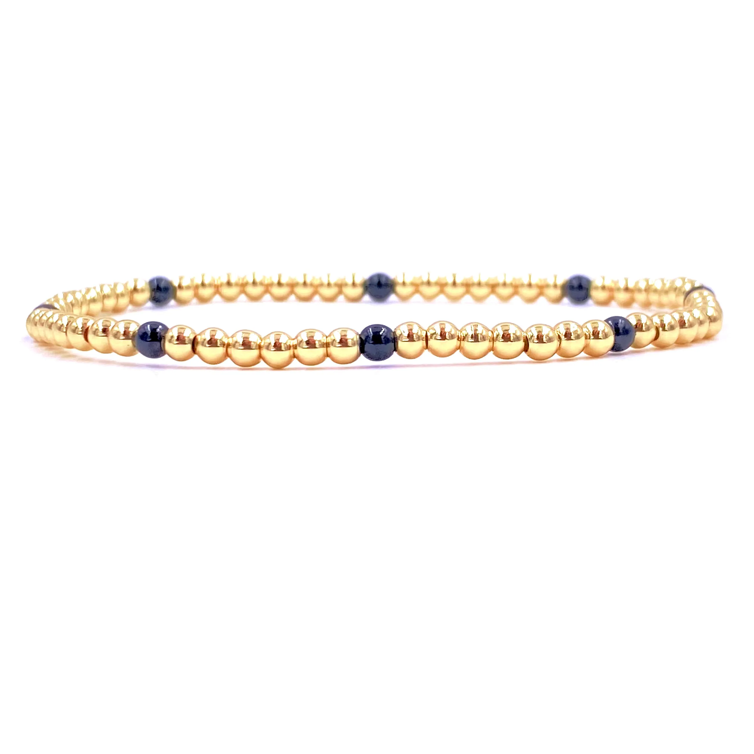 Ashley Gold Stainless Steel Gold Plated 8 Enamel Ball Beaded Stretch Bracelet