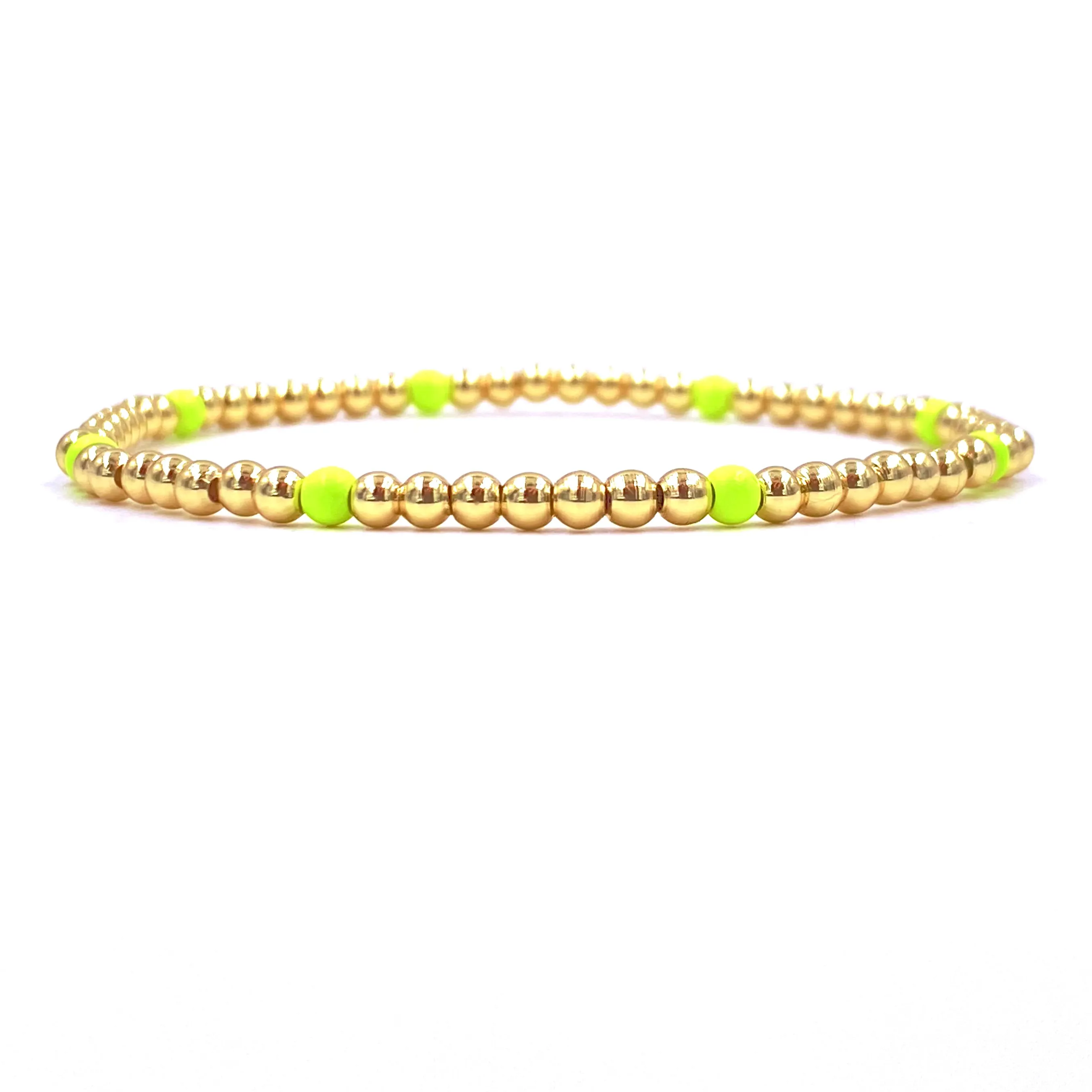 Ashley Gold Stainless Steel Gold Plated 8 Enamel Ball Beaded Stretch Bracelet