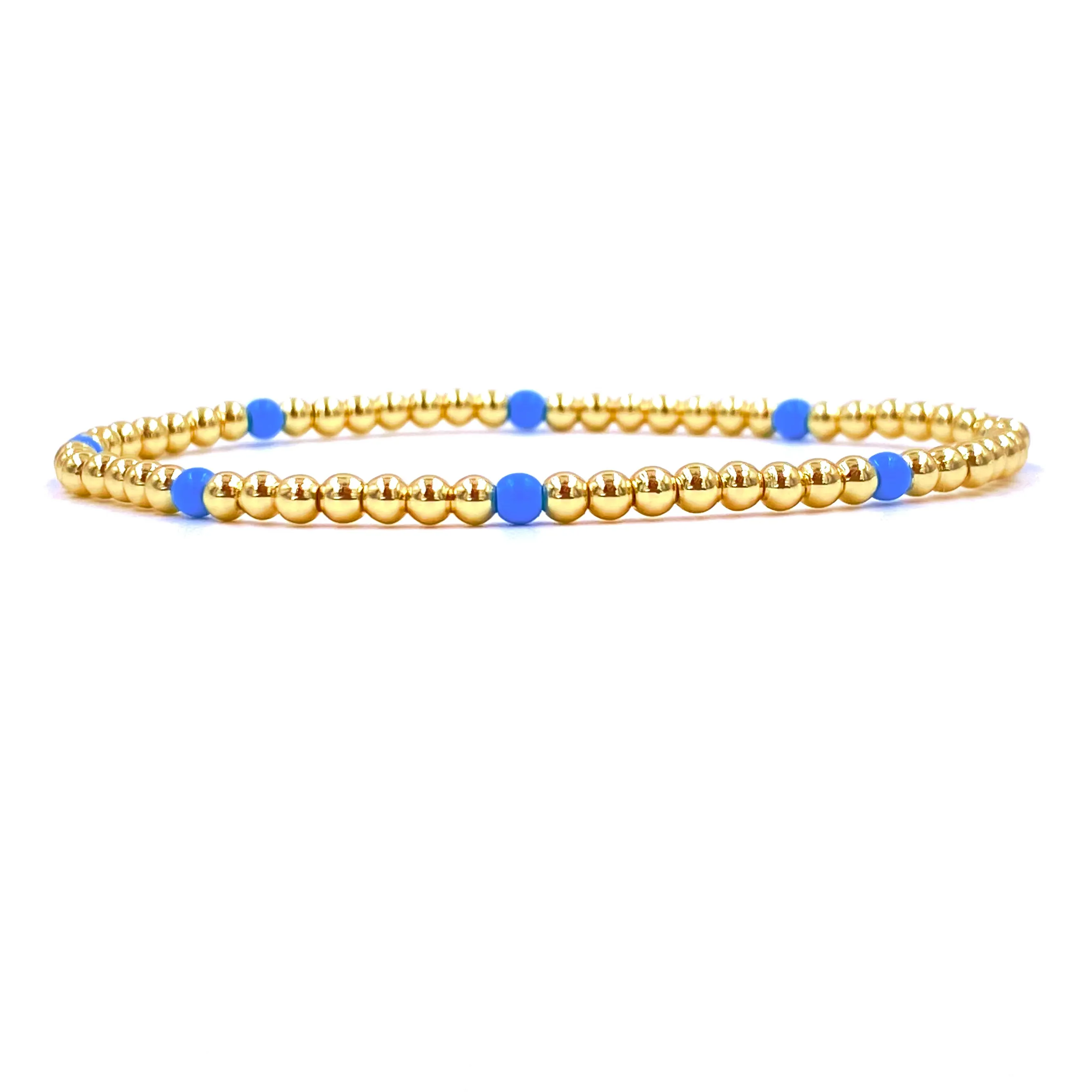 Ashley Gold Stainless Steel Gold Plated 8 Enamel Ball Beaded Stretch Bracelet