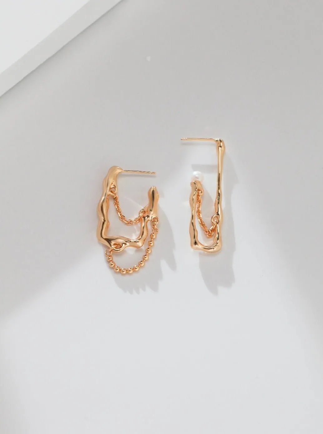 Asymmetric Square Pearl Earrings