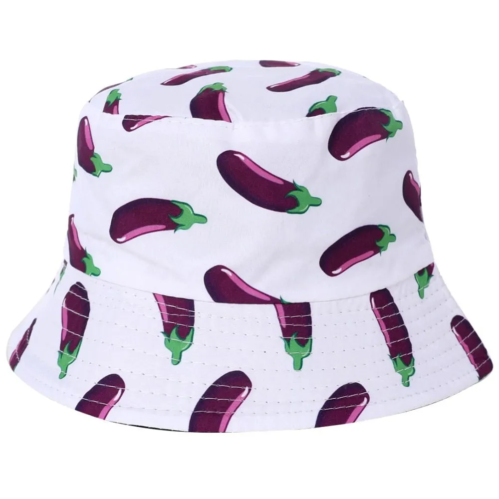 Aubergine White Bucket Hat