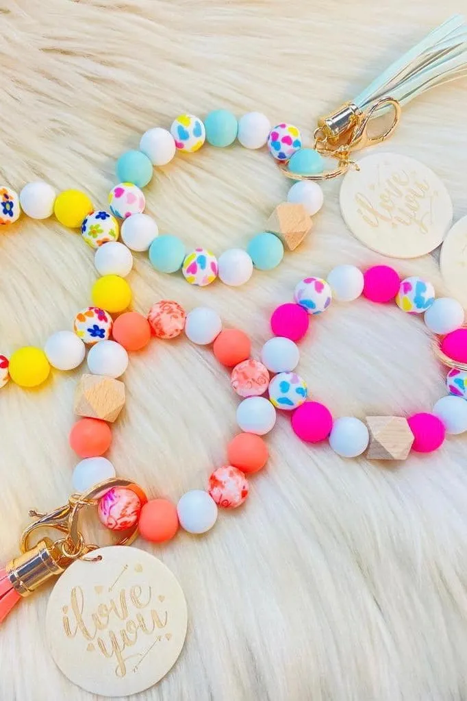 BB139X176 Spring Beaded Silicone Bracelet/Keychain