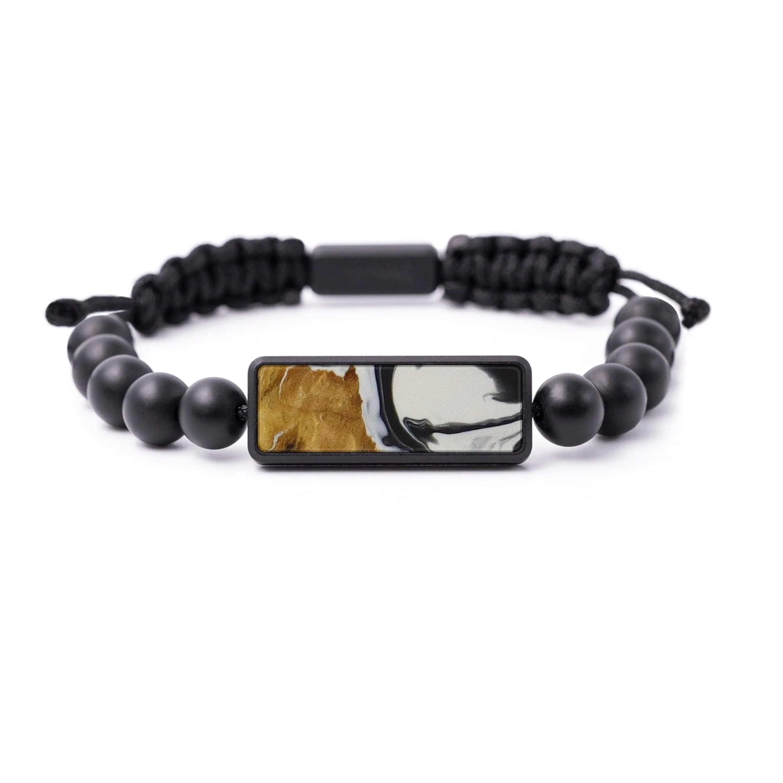 Bead Wood Resin Bracelet - Carlin (Black & White, 579585)