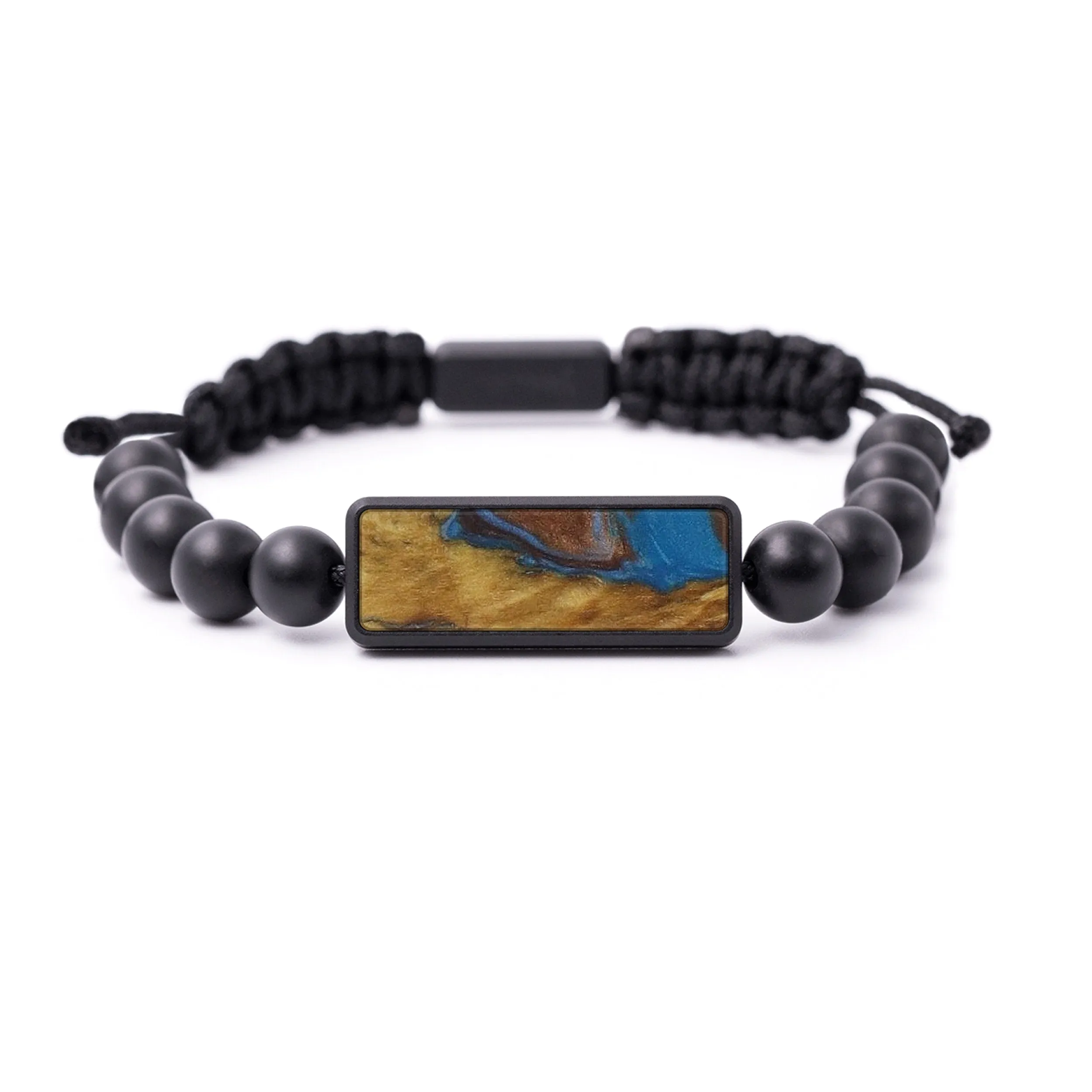 Bead Wood Resin Bracelet - Karoly (Teal & Gold, 580273)