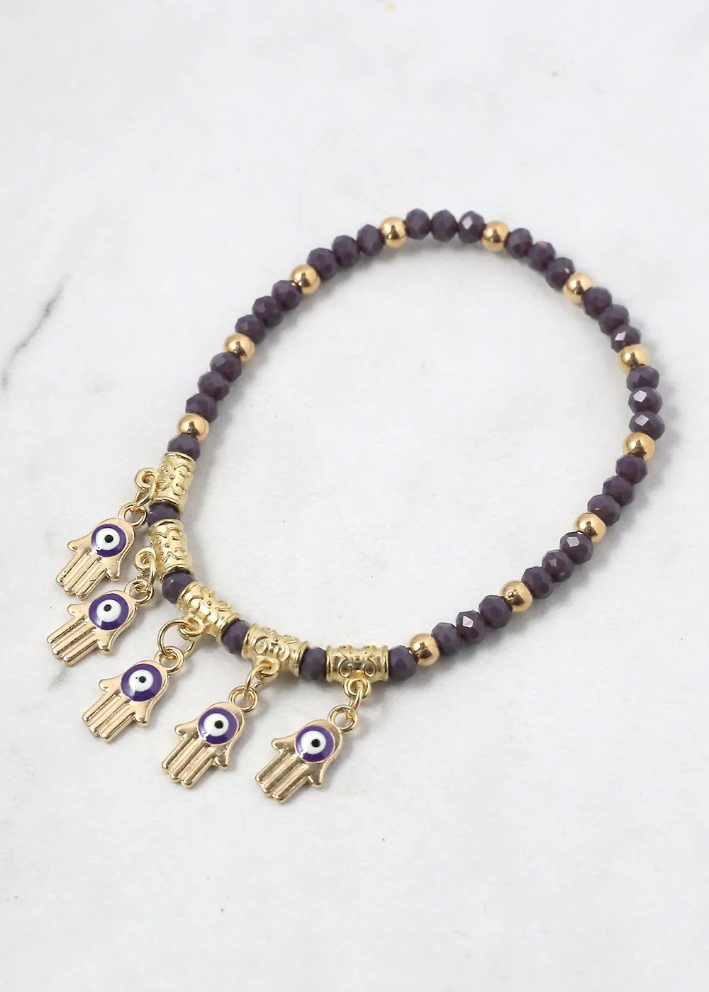 Beaded Hamsa Hand   Evil Eye Bracelet