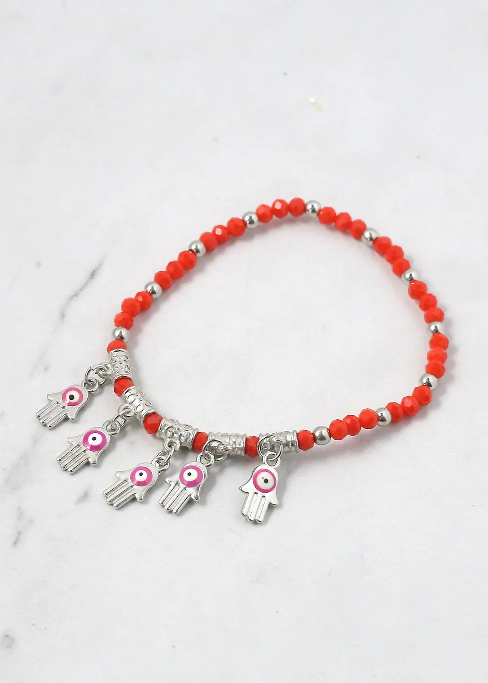 Beaded Hamsa Hand   Evil Eye Bracelet