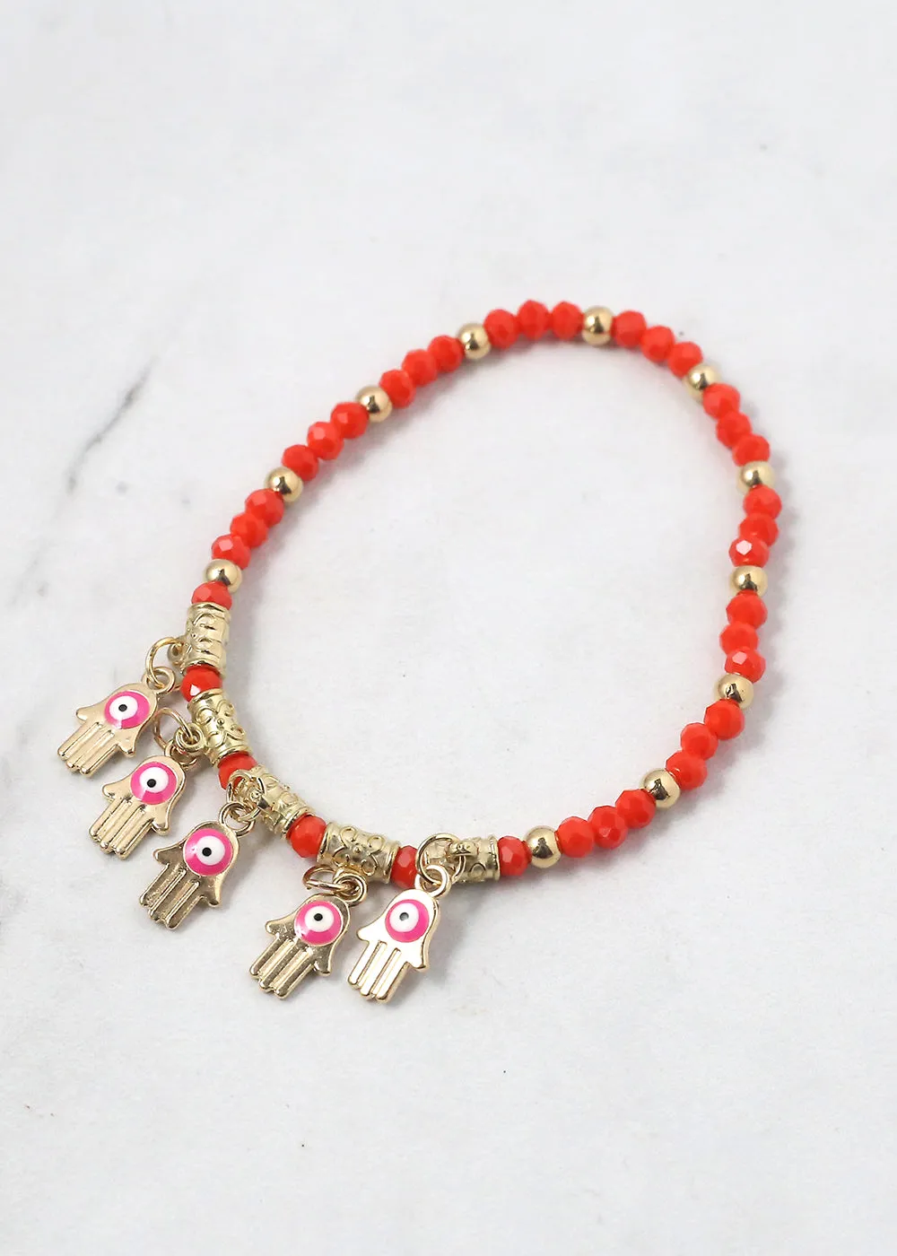 Beaded Hamsa Hand   Evil Eye Bracelet