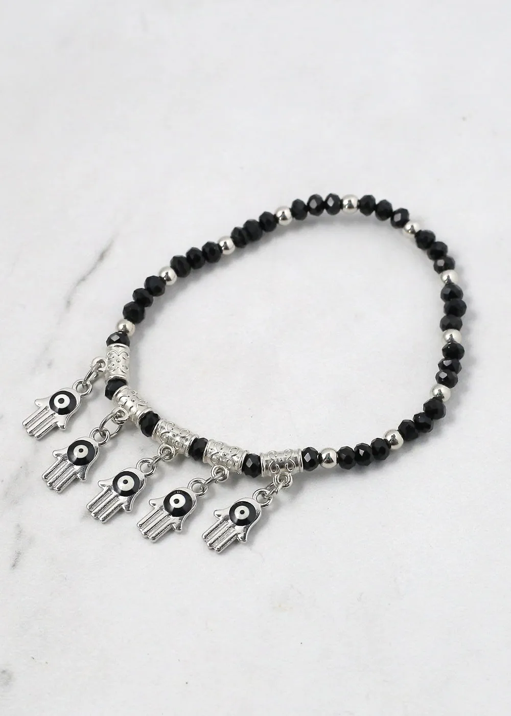 Beaded Hamsa Hand   Evil Eye Bracelet