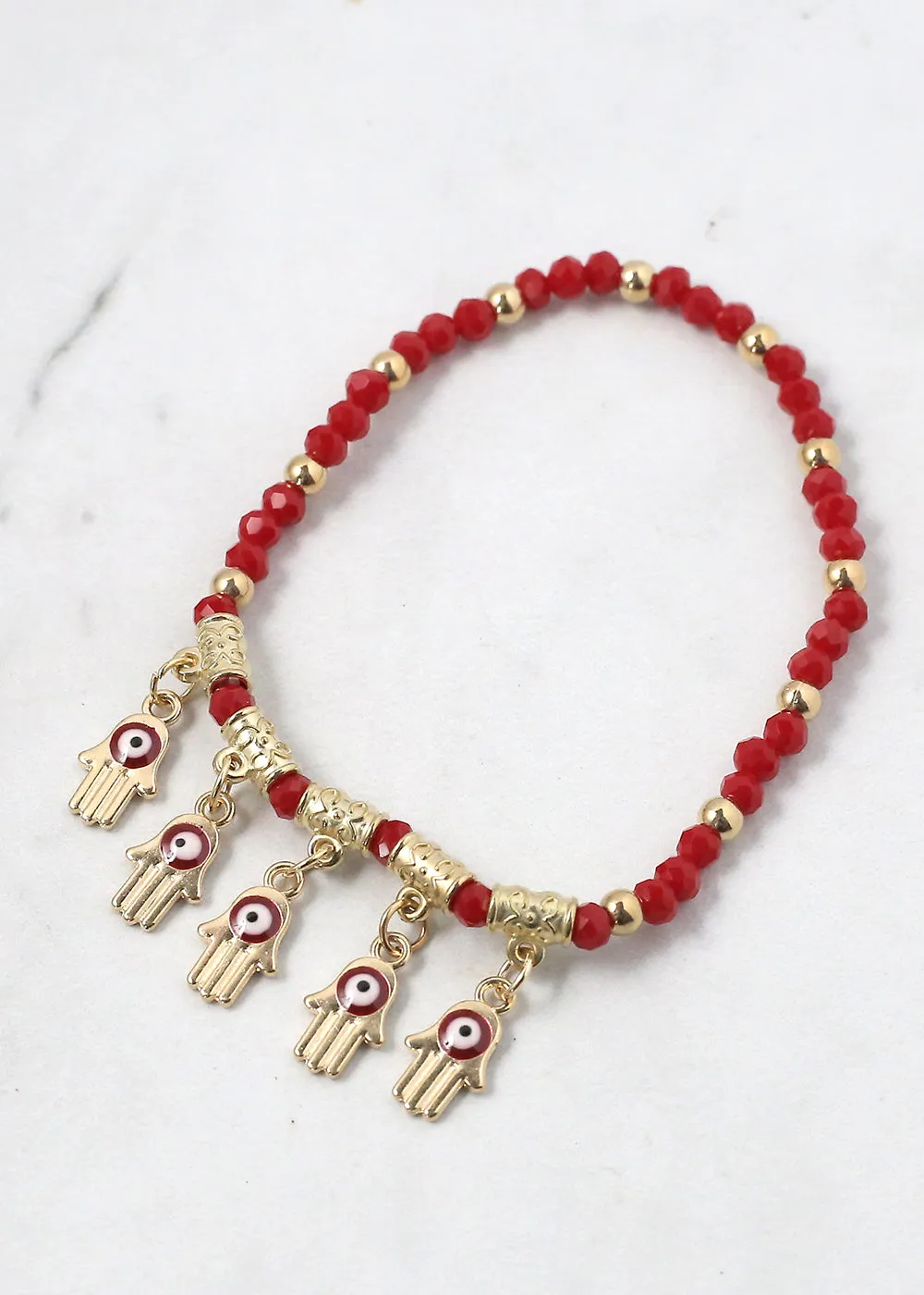 Beaded Hamsa Hand   Evil Eye Bracelet